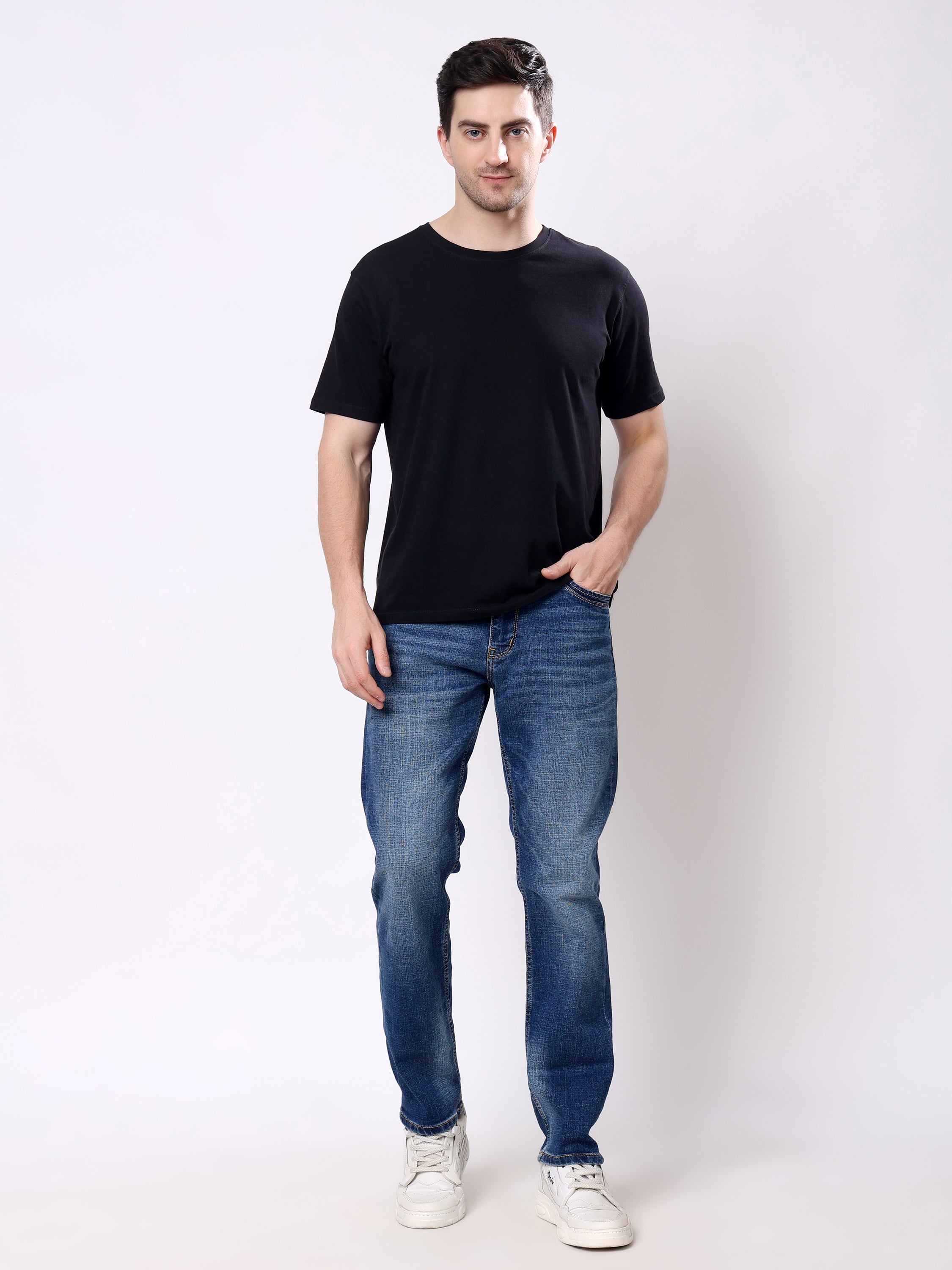 Stylox Men’s Stretchable Slim Fit Mid-Rise Casual Denim Jeans - Stylox