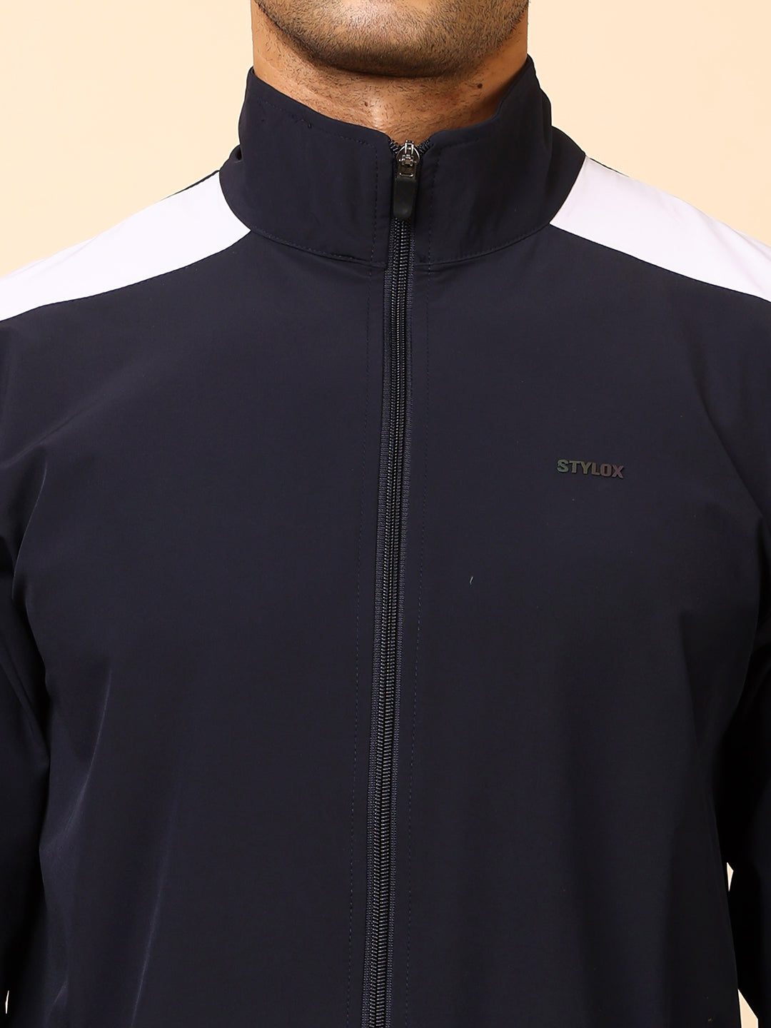 Stylox Men's Solid Tracksuit | Full Zip High Neck Jacket & Jogger Pant