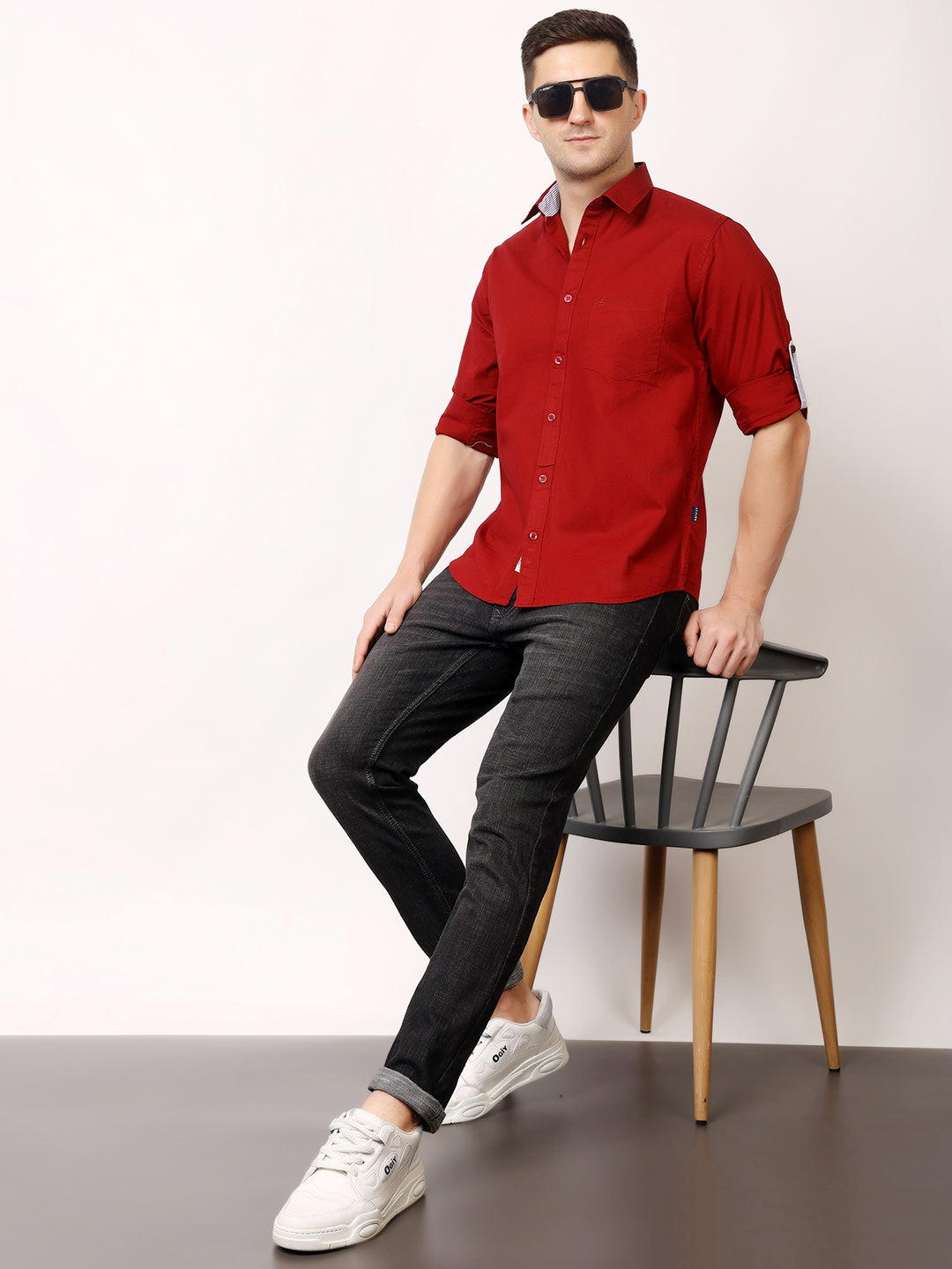 Stylox Men’s Regular Fit Oxford Full Sleeve Solid Shirt | Premium Cotton Blend Casual & Formal Wear - Stylox