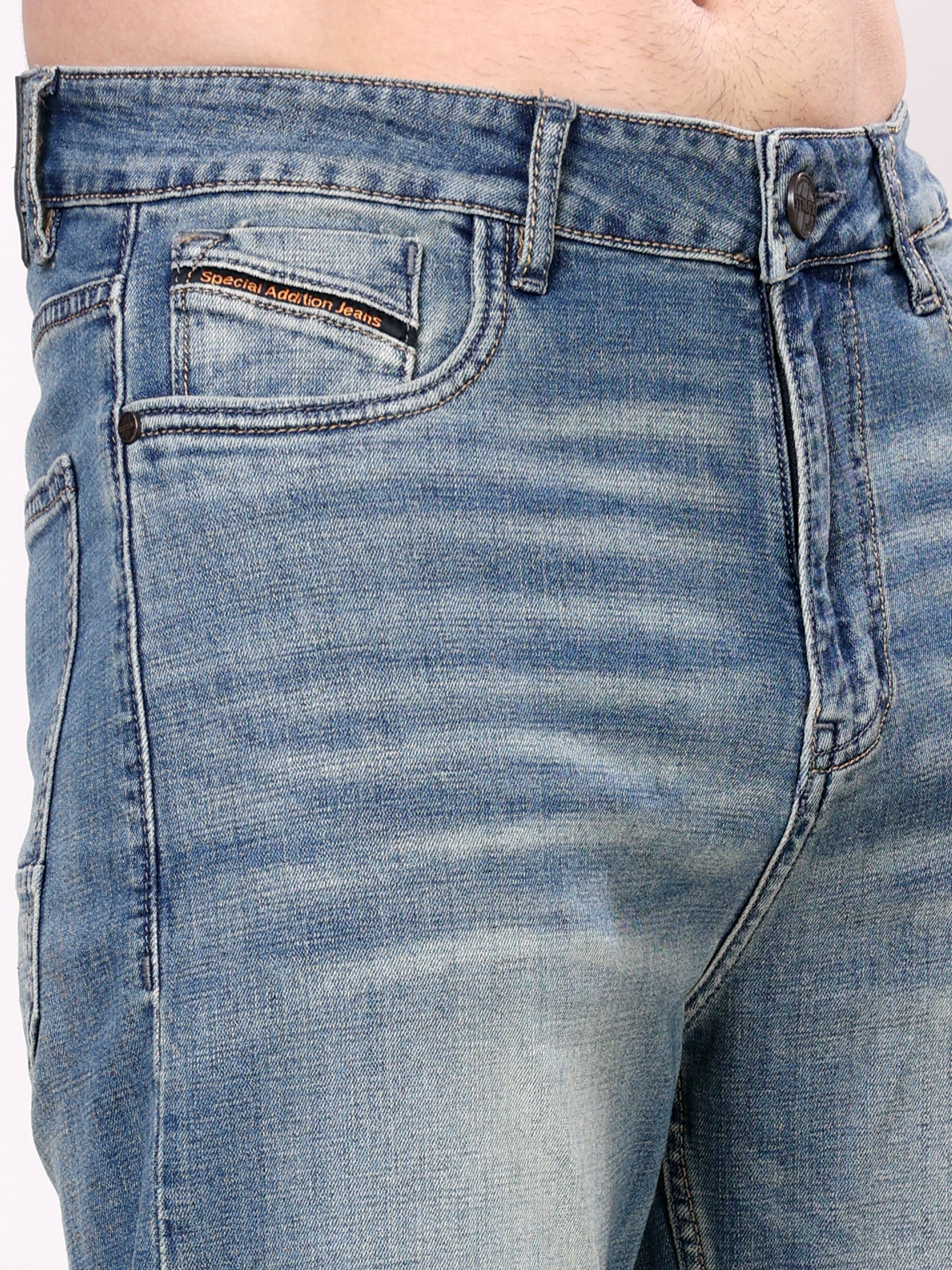 Stylox Men’s Relaxed Fit Mid-Rise Stretchable Denim Jeans