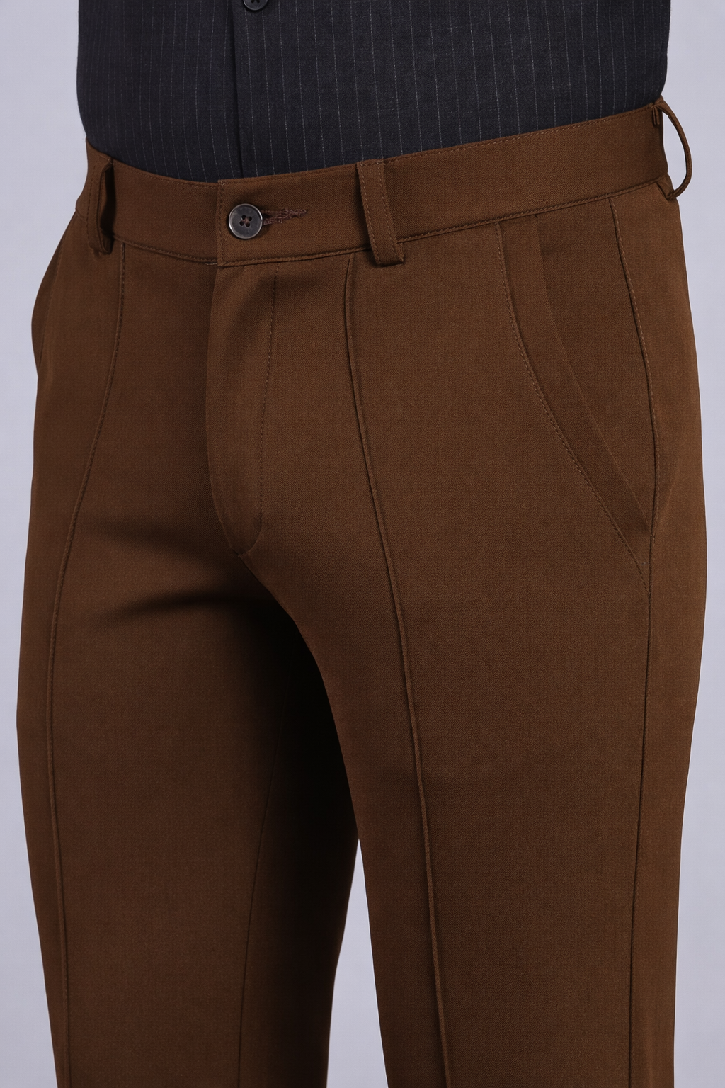 Stylox Men’s Comfort Fit Korean Trousers – Premium Office Wear Pants-Light Brown - Stylox