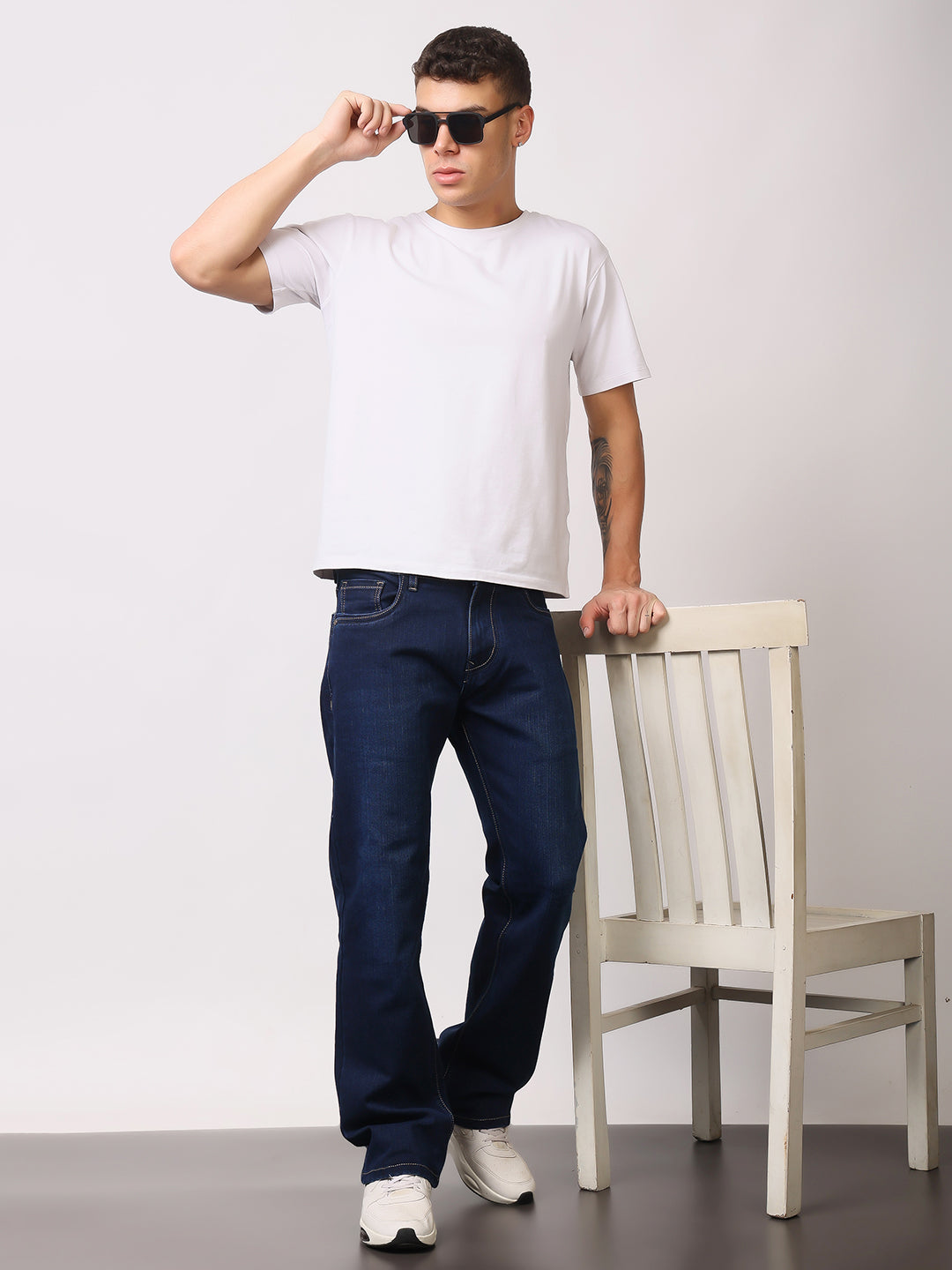 Stylox Men’s Bootcut Fit Stretchable Mid Rise Solid Denim Jeans - Stylox