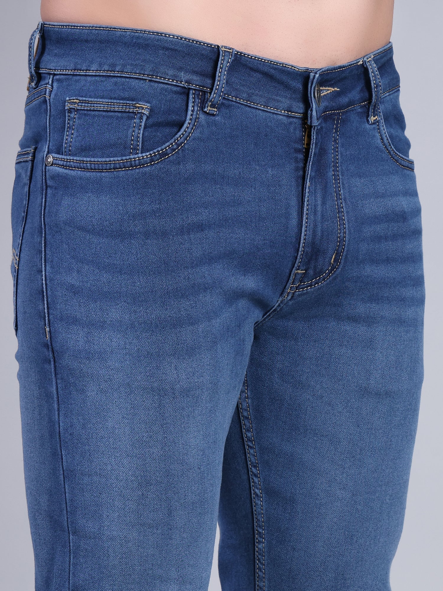 Stylox Men’s Slim Fit Stretchable Denim Jeans-Light Blue - Stylox