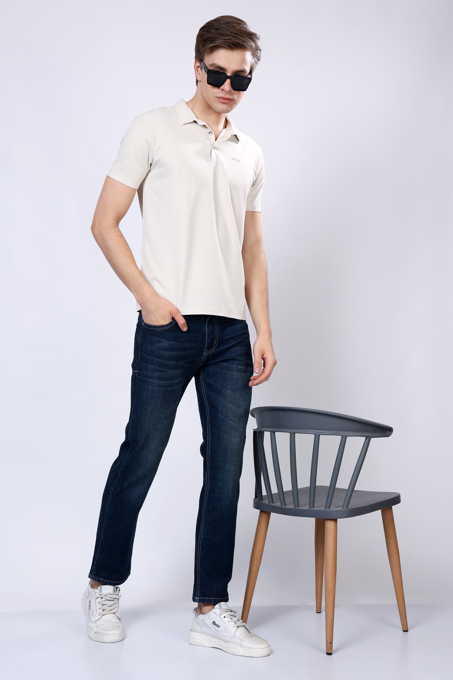 Stylox Men’s Mid-Rise Comfort Fit Stretchable Denim Jeans-Dark Blue - Stylox