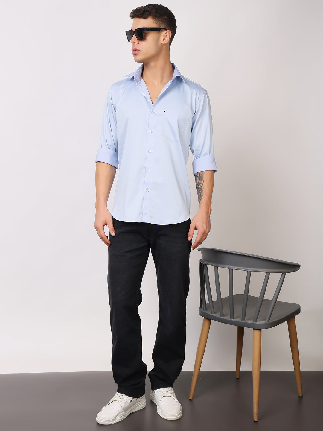 Stylox Men's Full Sleeve Solid Partywear Casual Shirt – Premium Shine Finish Cotton Blend Regular Fit Shirt for Stylish Evening & Occasion Wear - Stylox