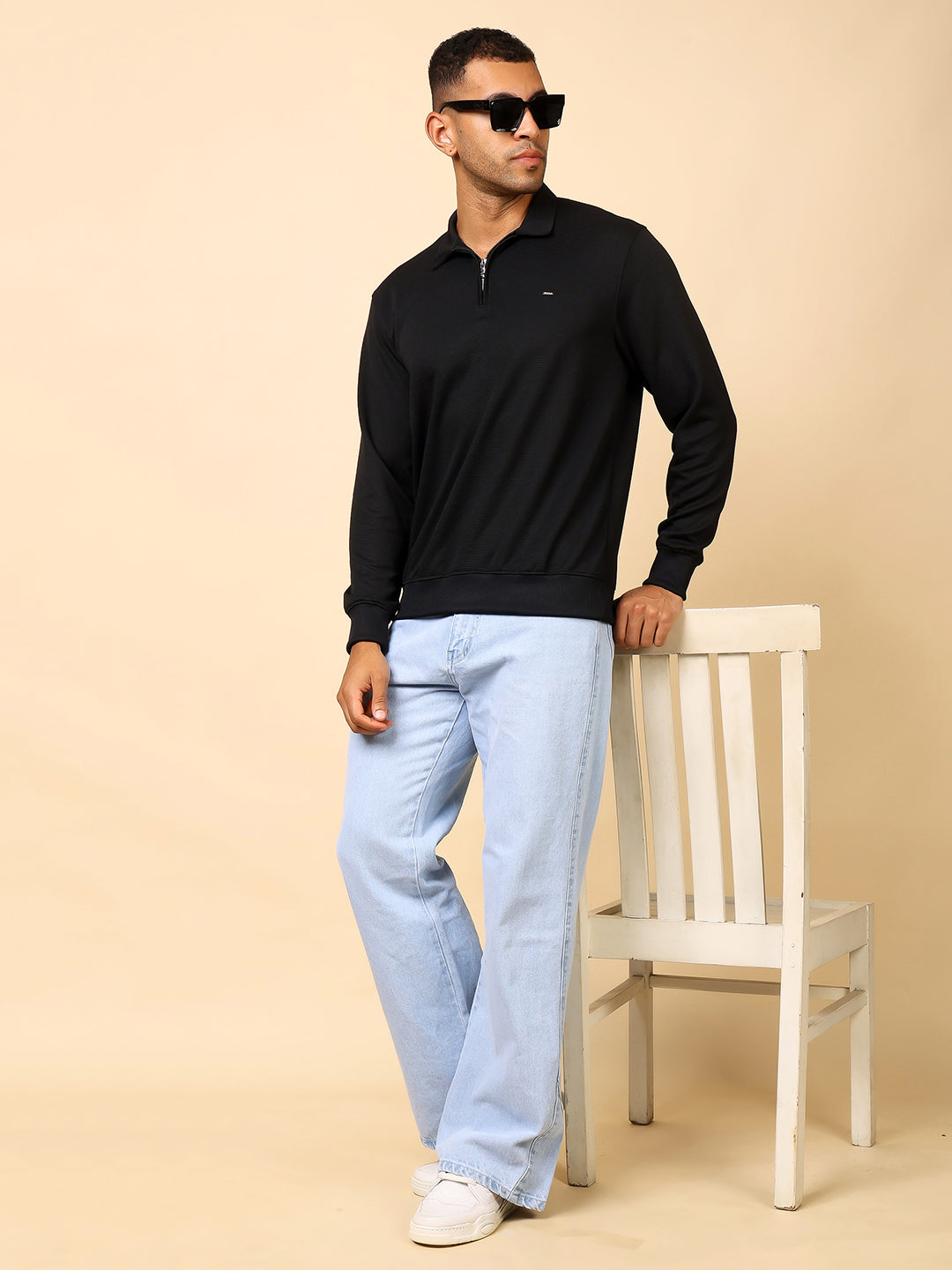 Stylox Men's Utility Style Zip Neck Sweatshirt