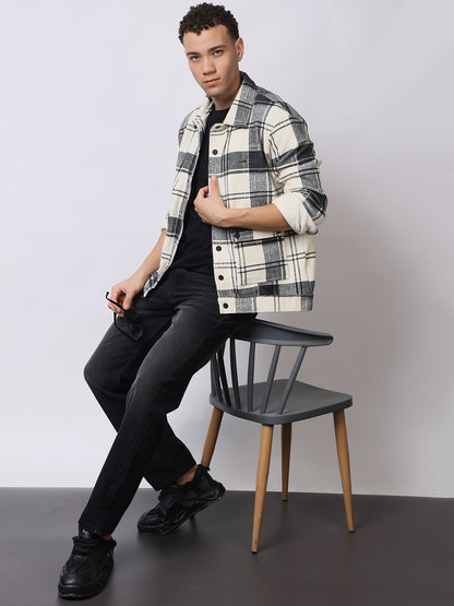 Stylox Men’s Checkered Winter Shacket – Premium Fleece-Lined Button-Down Plaid Jacket for Casual &amp; Outdoor Wear