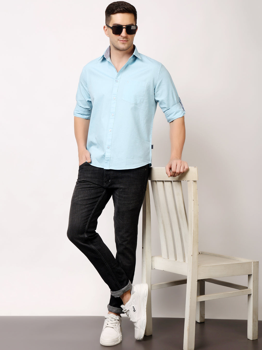 Stylox Men’s Regular Fit Oxford Full Sleeve Solid Shirt | Premium Cotton Blend Casual & Formal Wear - Stylox
