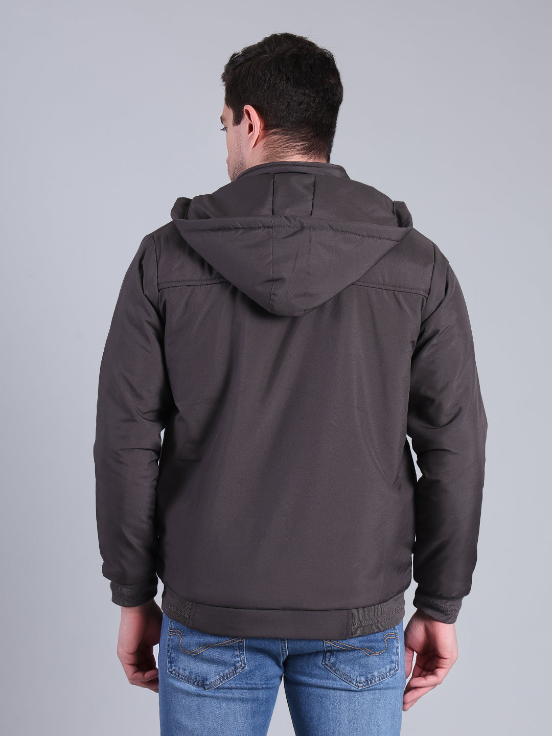 Stylox Men’s Solid Hooded Winter Jacket | Full Sleeve Zip-Up Casual Jacket with Pockets