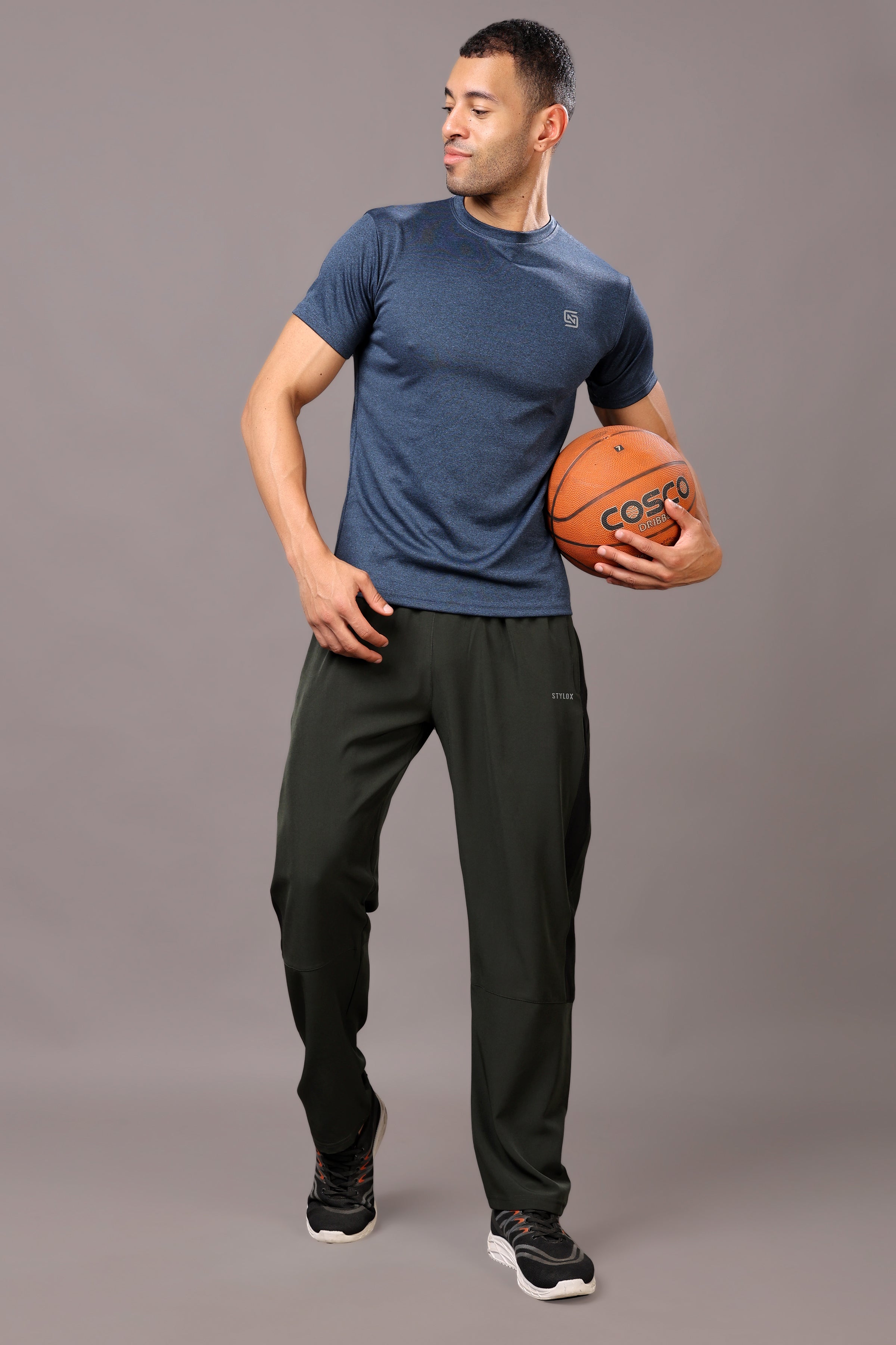 Stylox Classic Men’s Trackpants with Elastic Waist & Side Pockets (Olive) - Stylox