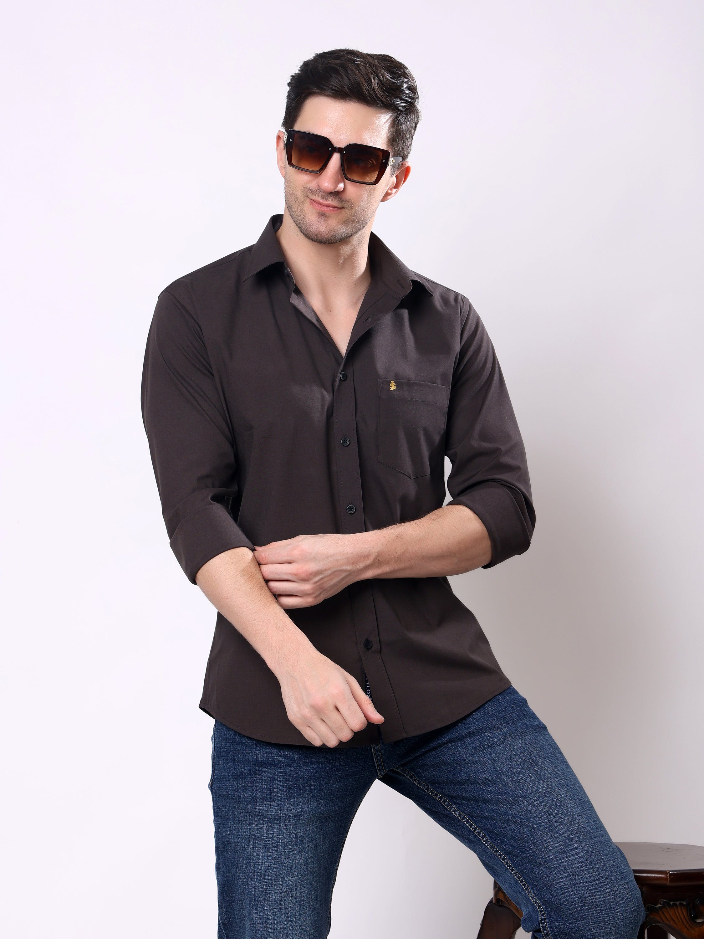 Stylox Men’s Regular Fit Full Sleeve Solid Casual Shirt - Stylox