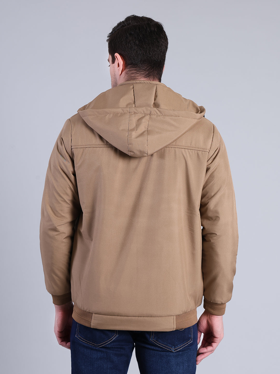 Stylox Men’s Solid Hooded Winter Jacket | Full Sleeve Zip-Up Casual Jacket with Pockets - Stylox