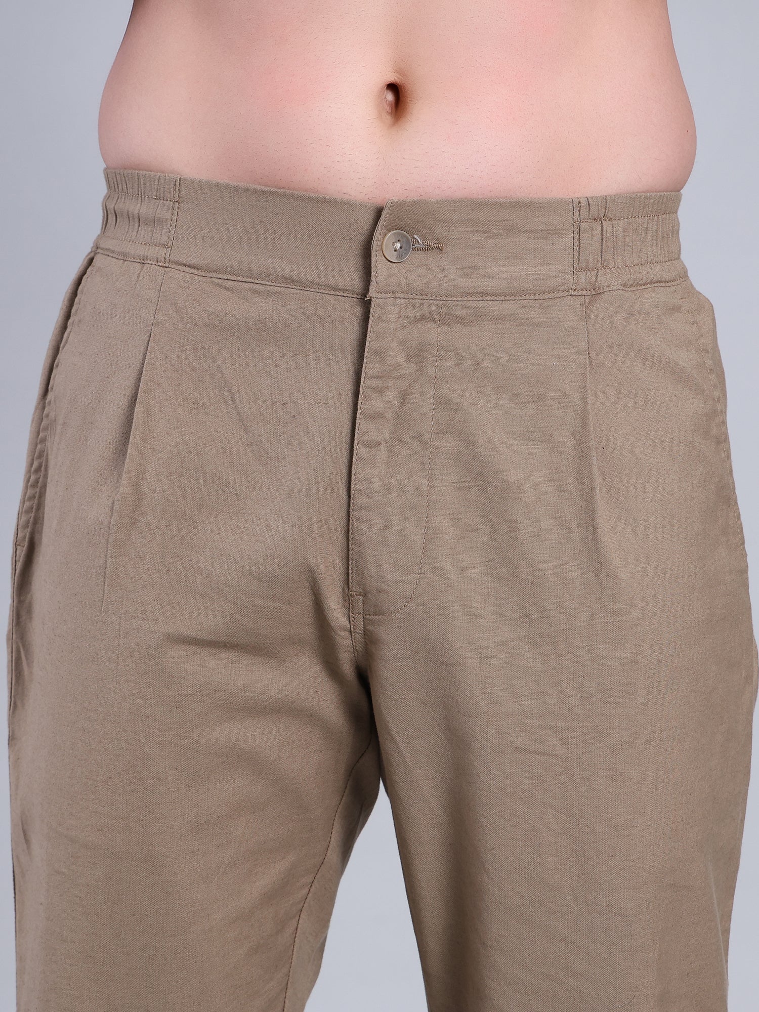 Stylox Men’s Cotton Linen Blend Trousers | Regular Fit Pleated Pants