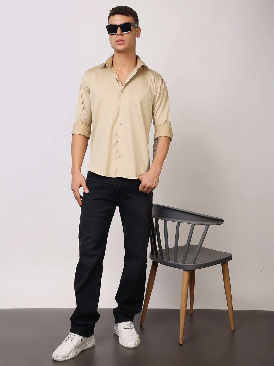 Stylox Men's Full Sleeve Solid Partywear Casual Shirt – Premium Shine Finish Cotton Blend Regular Fit Shirt for Stylish Evening & Occasion Wear - Stylox