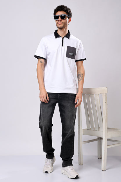 Stylox Men’s Polo Neck Solid T-Shirt with Single Pocket – Classic Style, Comfortable &amp; Smart Casual Wear