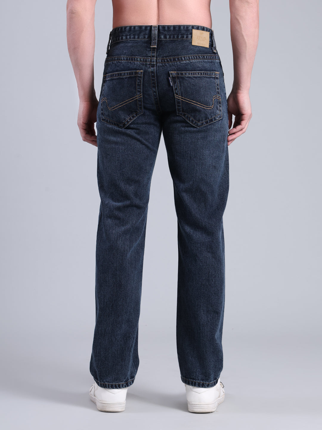 Stylox Men’s Comfort Fit Mid Rise Premium Denim Jeans (Mid Dark Blue) - Stylox