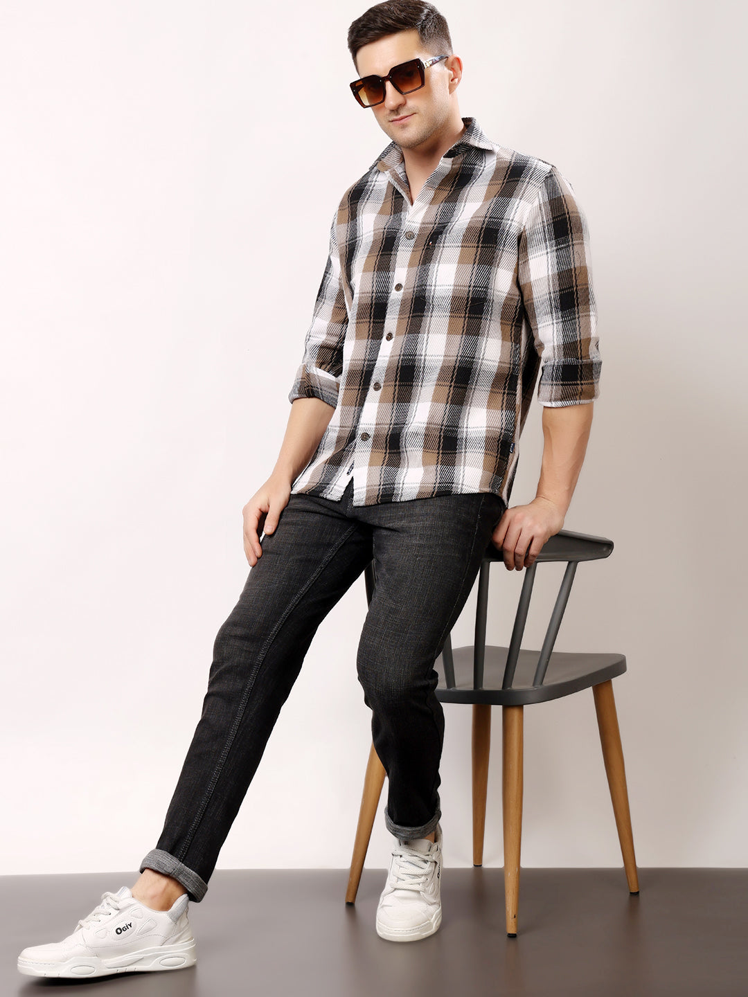 Stylox Men’s Regular Fit Full Sleeve Check Shirt | Casual & Semi-Formal Cotton Checkered Shirt - Stylox