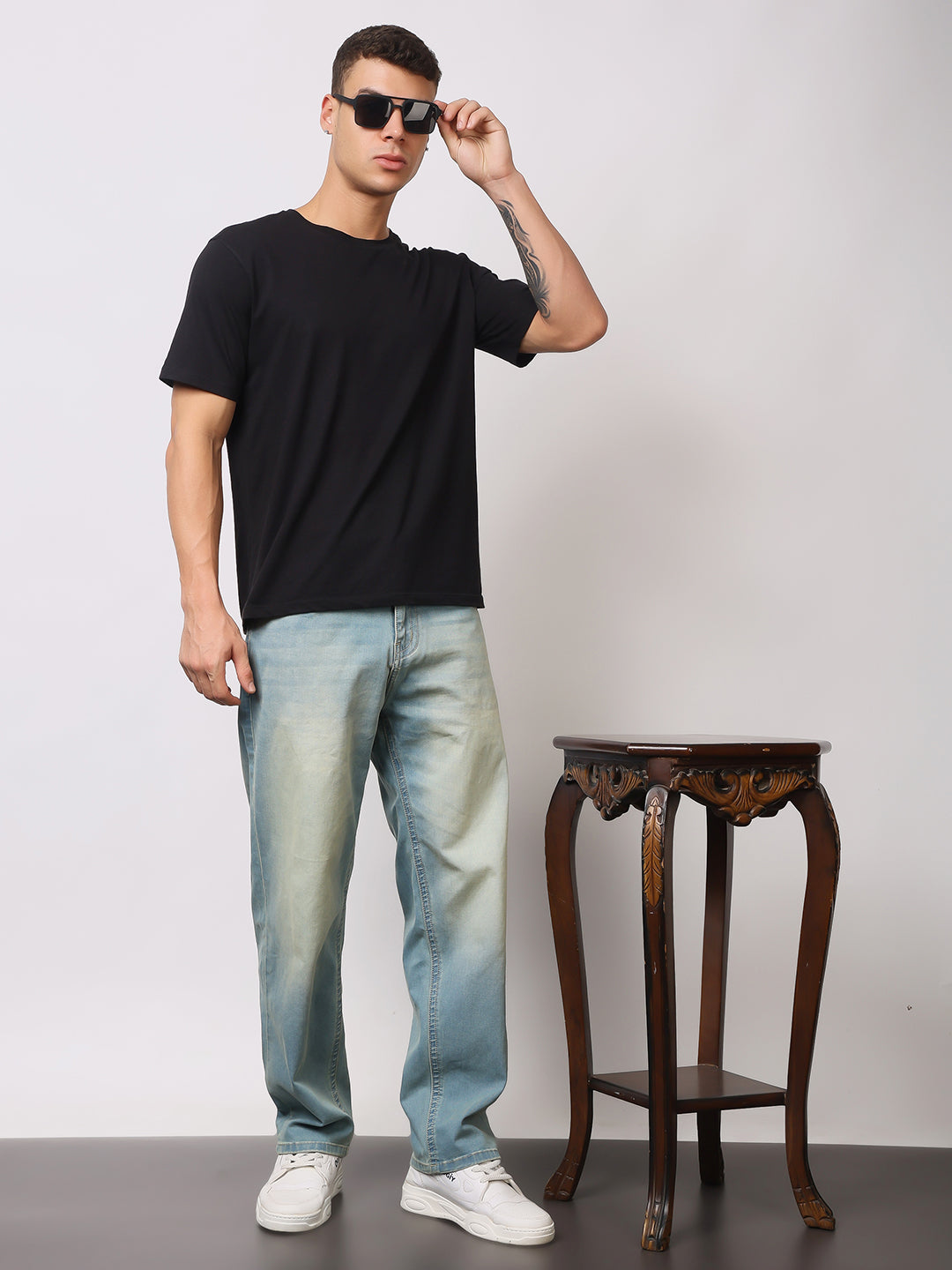 Stylox Men’s Sky Blue Loose Fit Jeans – Relaxed Denim for Effortless Style - Stylox
