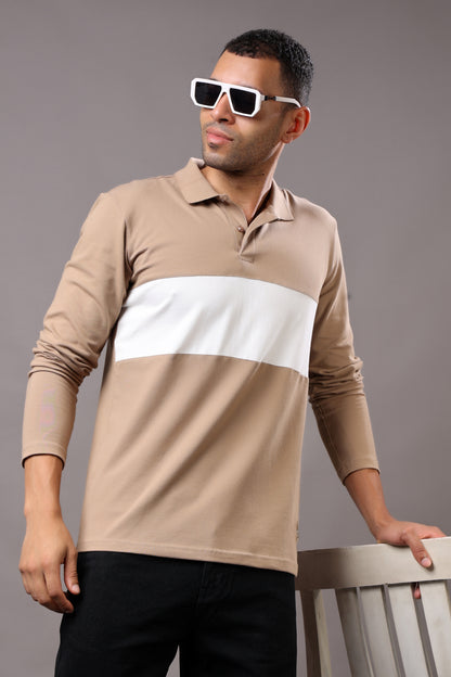 Stylox Men’s Long Sleeve Polo T-Shirt with Cut &amp; Sew Design