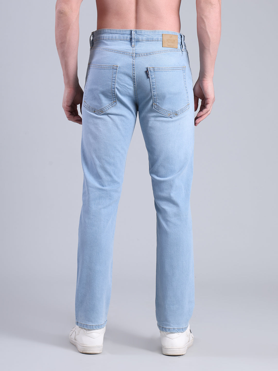 Stylox Men’s Slim Fit Mid Rise Stretchable Jeans (Light Blue) - Stylox