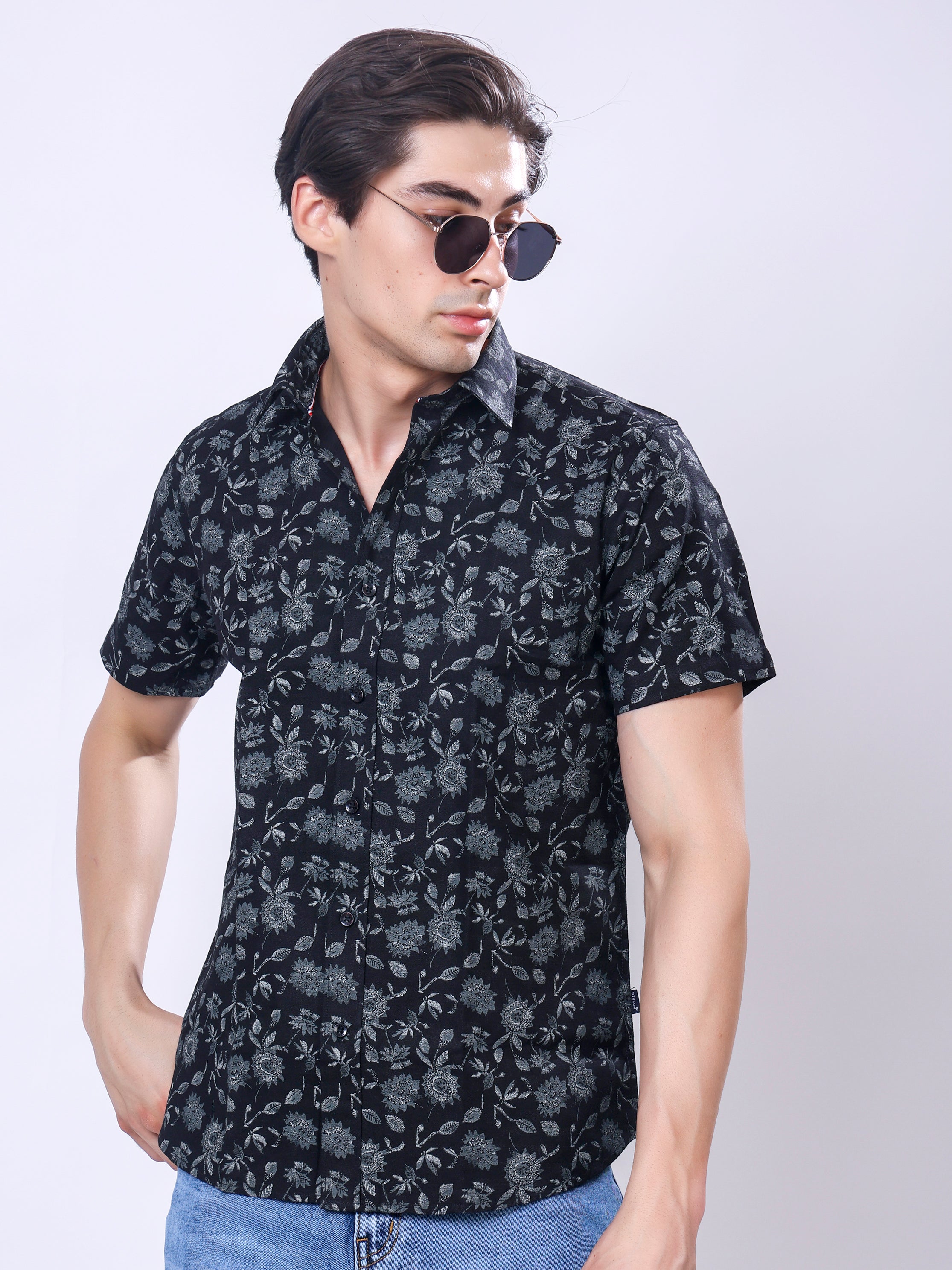 Stylox Men’s Regular Fit Half Sleeve Stylish Floral Printed Casual Summer Shirt - Stylox