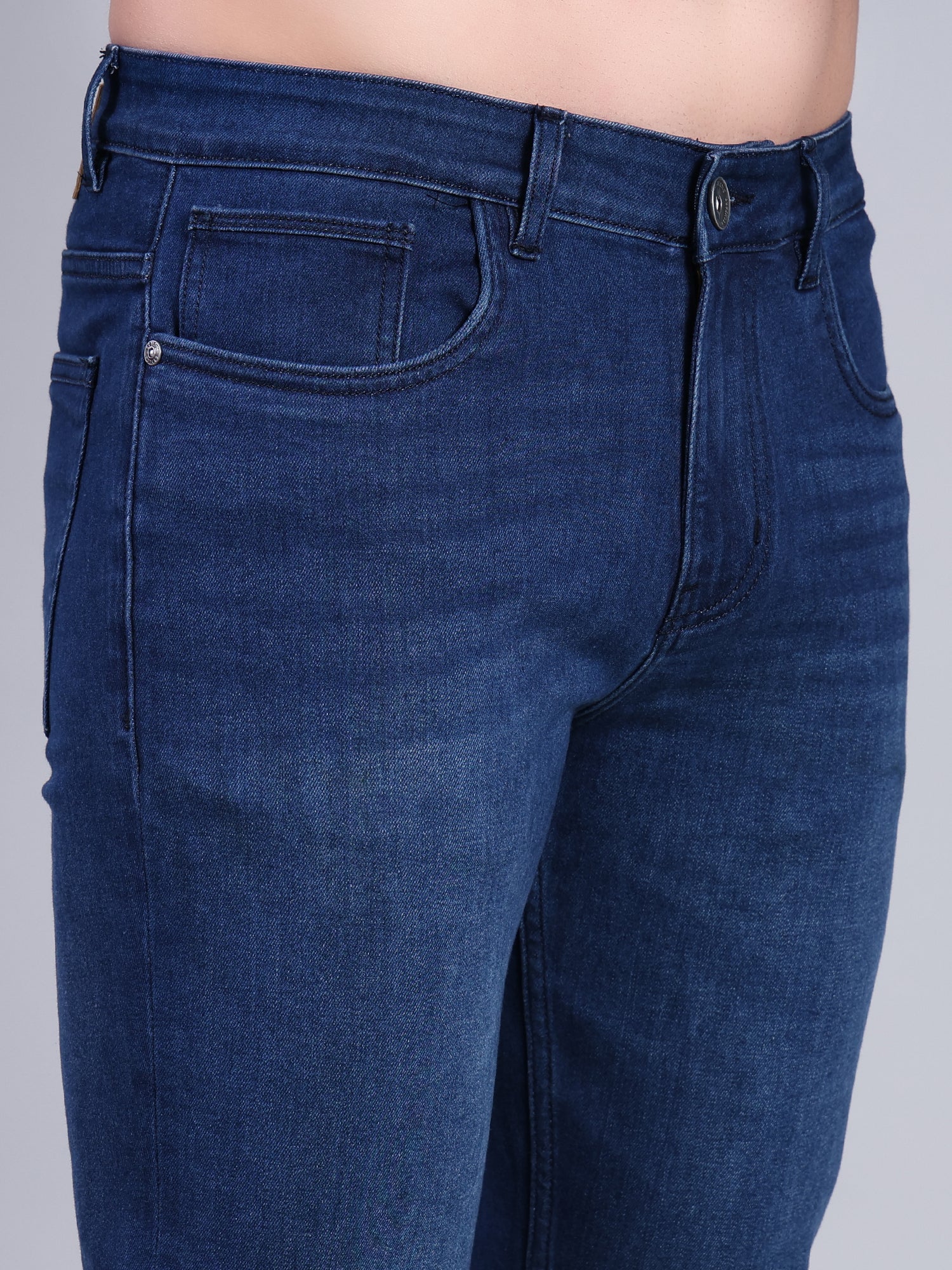 Stylox Men’s Slim Fit Mid Rise Stretchable Denim Jeans-Dark Blue - Stylox