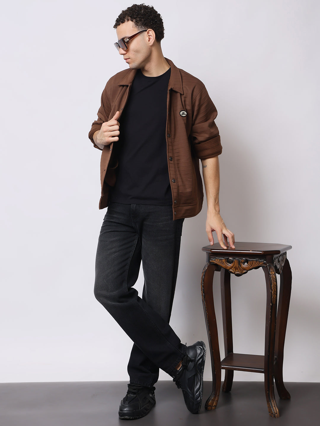 Stylox Men’s Textured Button-Down Shacket – Lightweight Casual Jacket for Winter &amp; Fall