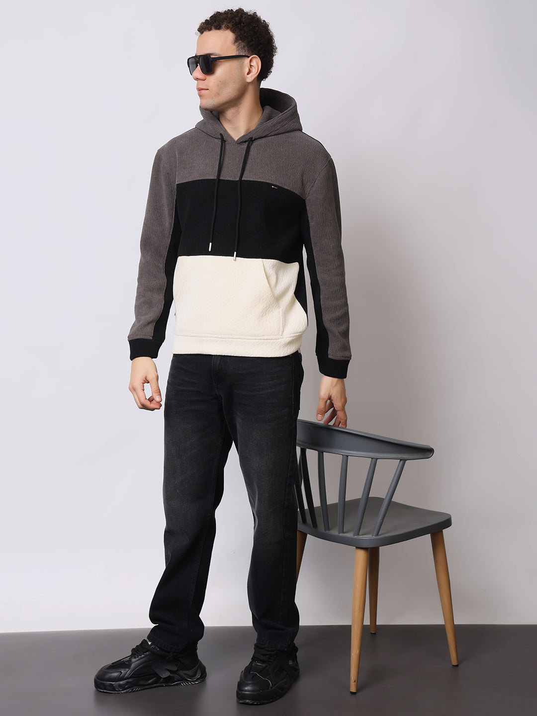 Stylox Men’s Colorblock Winter Hoodie – Warm Fleece Pullover with Kangaroo Pocket & Drawstring Hood