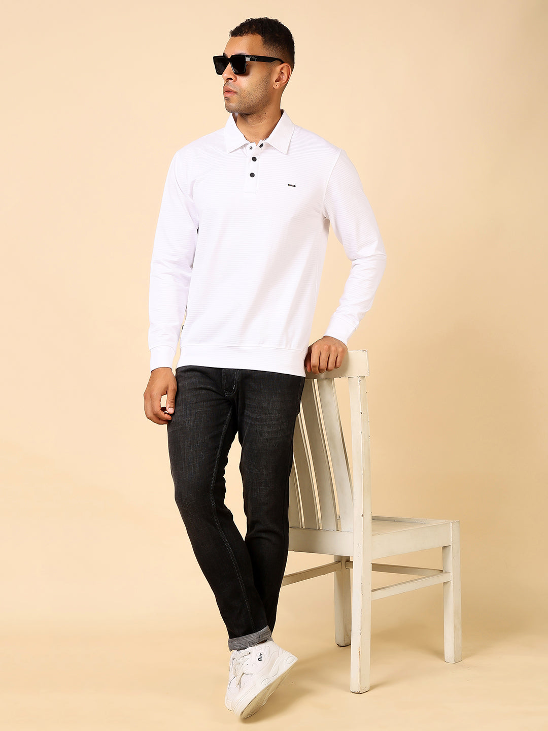 Stylox Men’s Polo Neck Sweatshirt with Button Placket
