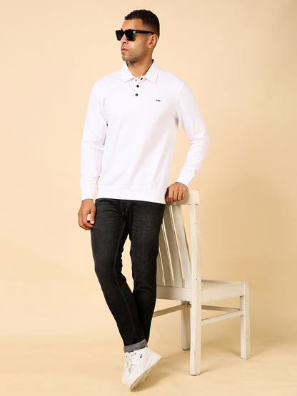 Stylox Men’s Polo Neck Sweatshirt with Button Placket