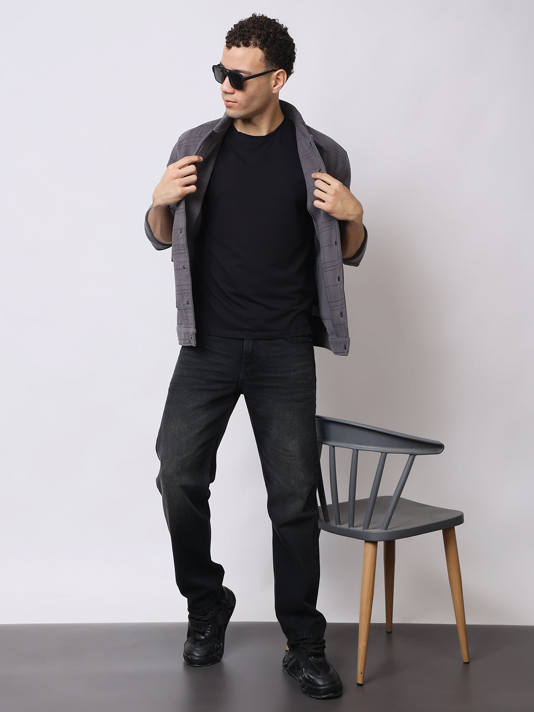 Stylox Men’s Checkered Winter Shacket – Warm Button-Down Fleece Jacket with Utility Pockets