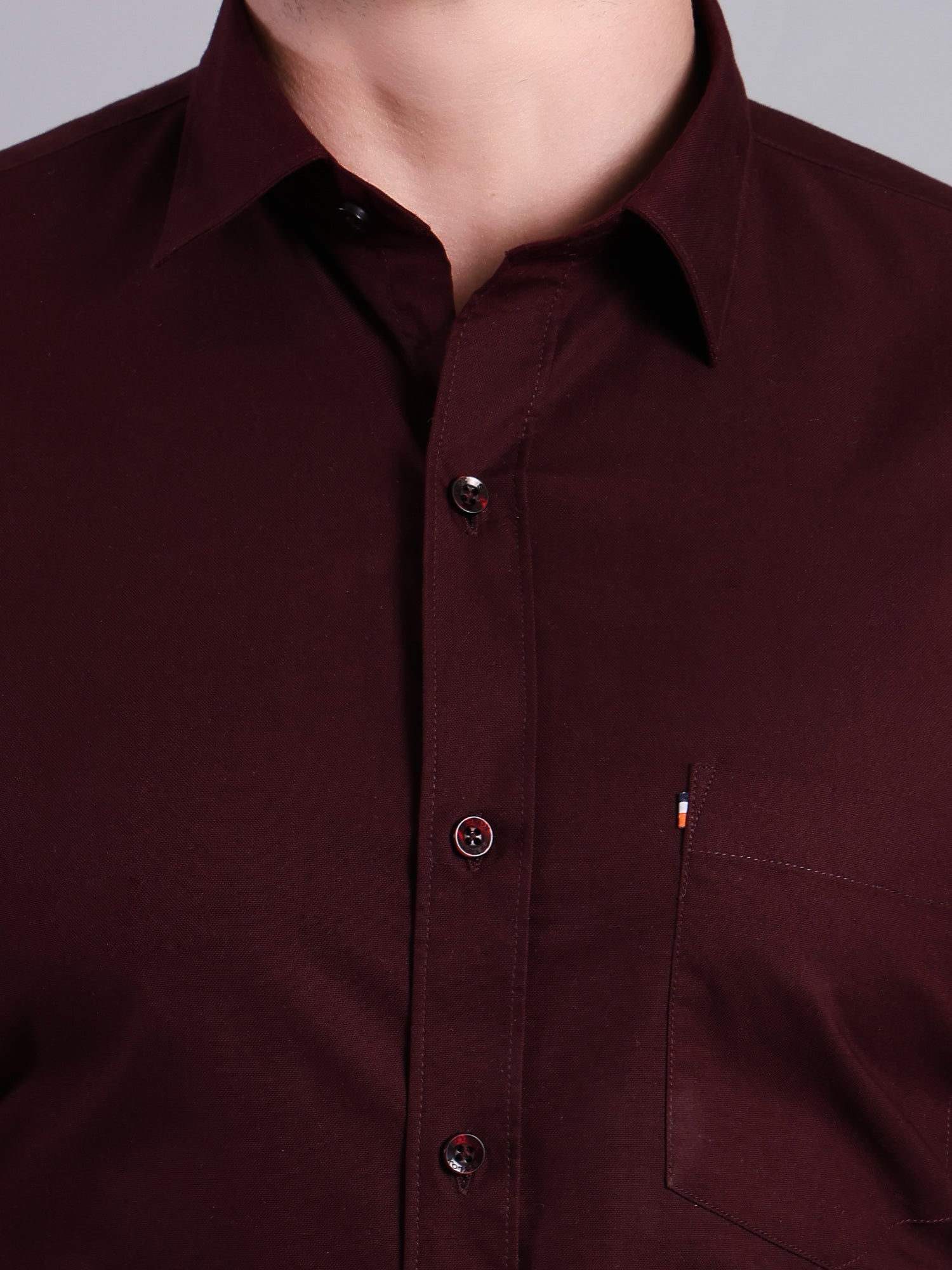Stylox Men’s Regular Fit Solid Oxford Casual Shirt-Wine - Stylox