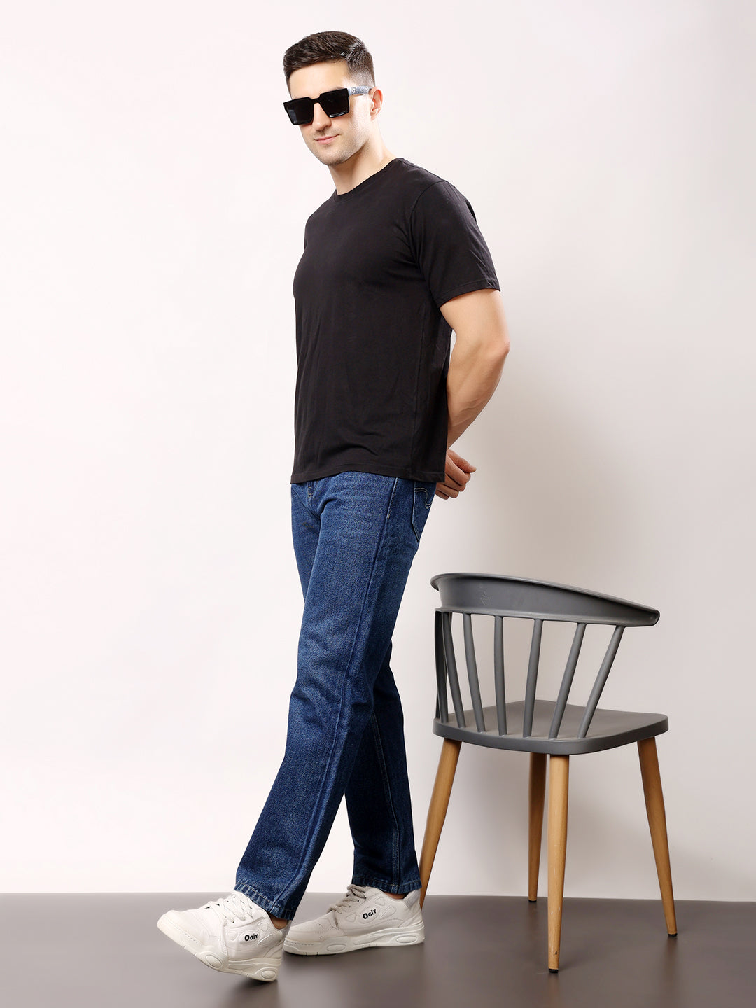Stylox Men’s Relaxed Fit Solid Jeans | Comfortable Denim Casual Wear for Everyday Style (Mid Dark Blue) - Stylox