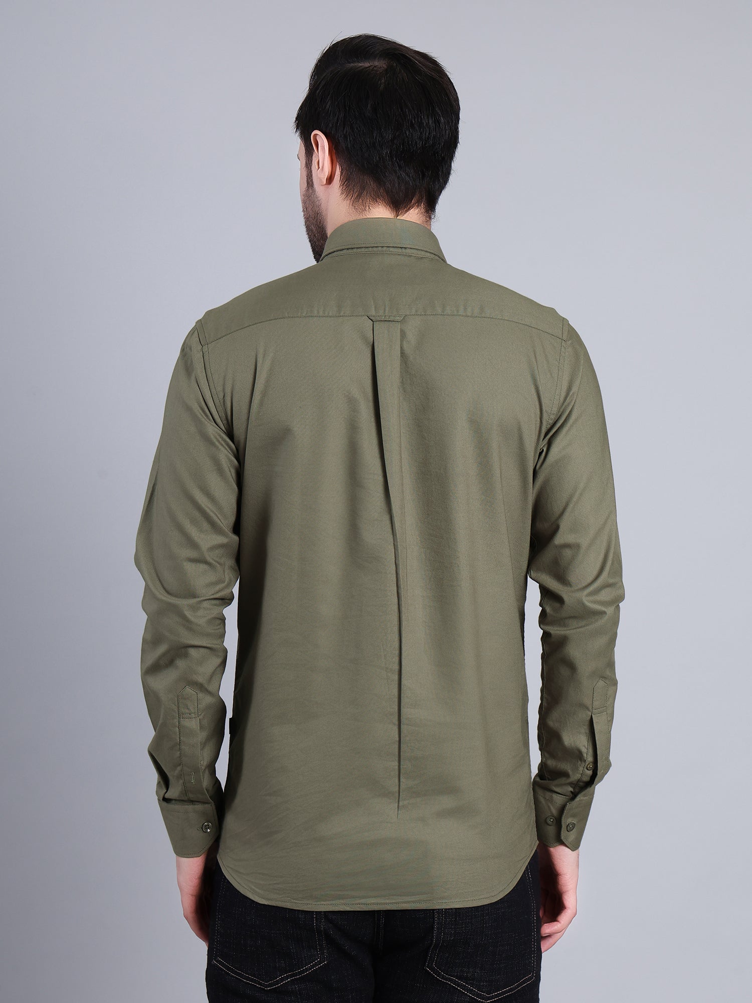 Stylox Men’s Regular Fit Full Sleeve Solid Casual Shirt for Everyday & Office Wear (Olive)