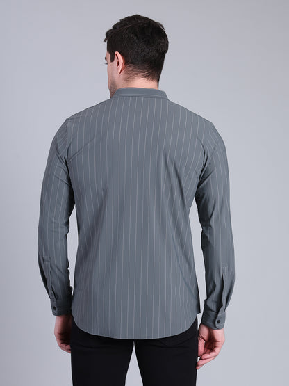 Stylox Men’s Striped Partywear Shirt | Slim Fit Full Sleeve Formal-Casual Shirt For Men