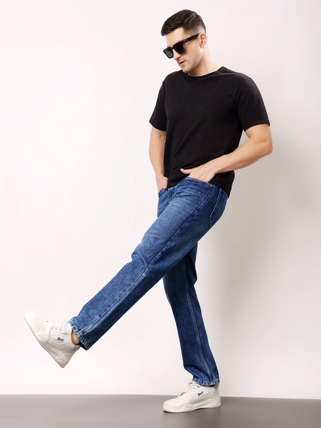 Stylox Men’s Relaxed Fit Solid Jeans | Comfortable Denim Casual Wear for Everyday Style (Greenish Blue) - Stylox