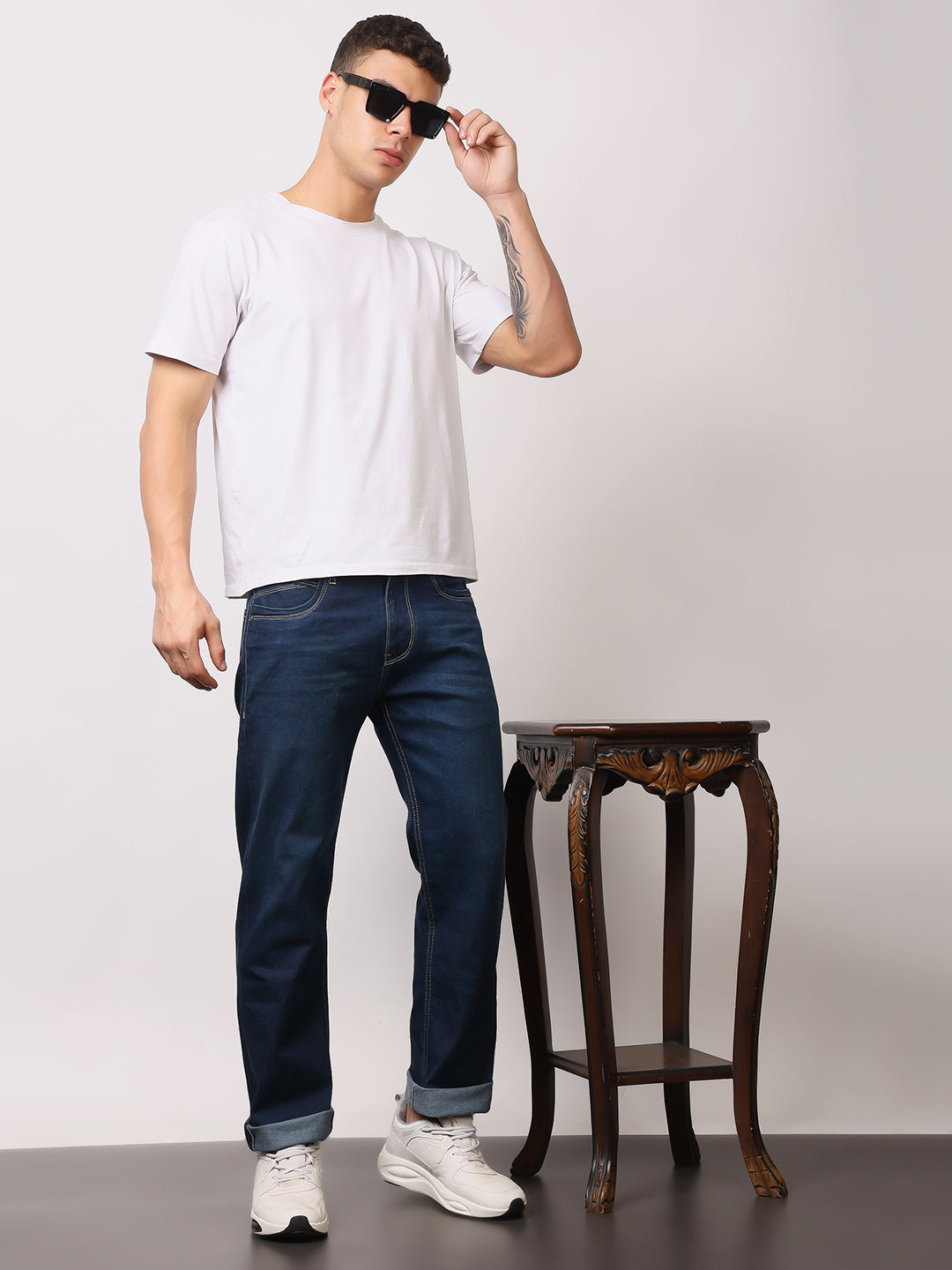 Stylox Men’s Comfort Fit Mid-Rise Solid Premium Stretchable Denim Jeans - Stylox