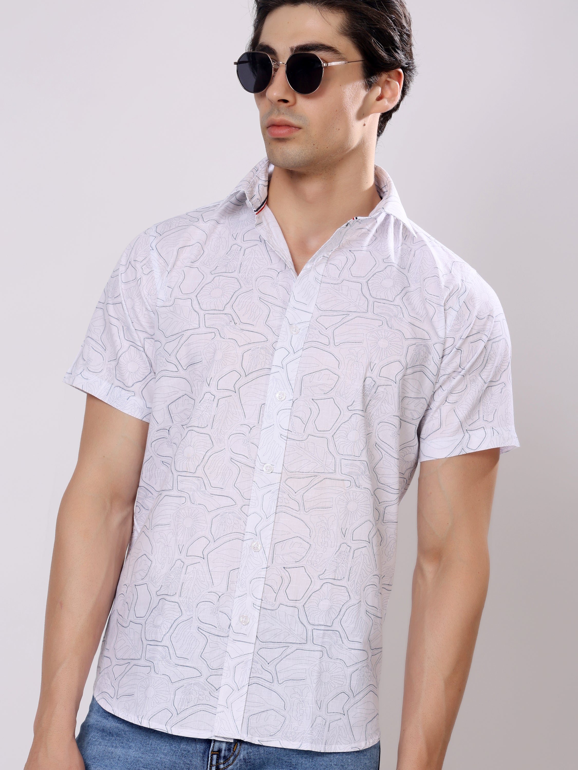 Stylox Men’s Regular Fit Half Sleeve Stylish Abstract Printed Casual Shirt - Stylox