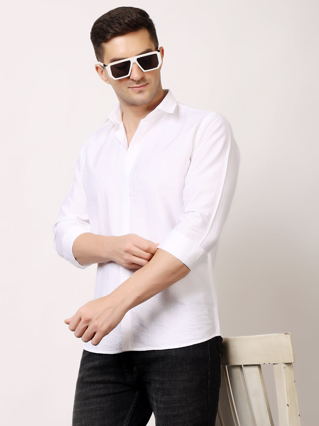 Stylox Men's Regular Fit Solid Full Sleeve Casual Shirt – Soft Cotton Blend, Comfortable & Stylish Everyday Wear - Stylox