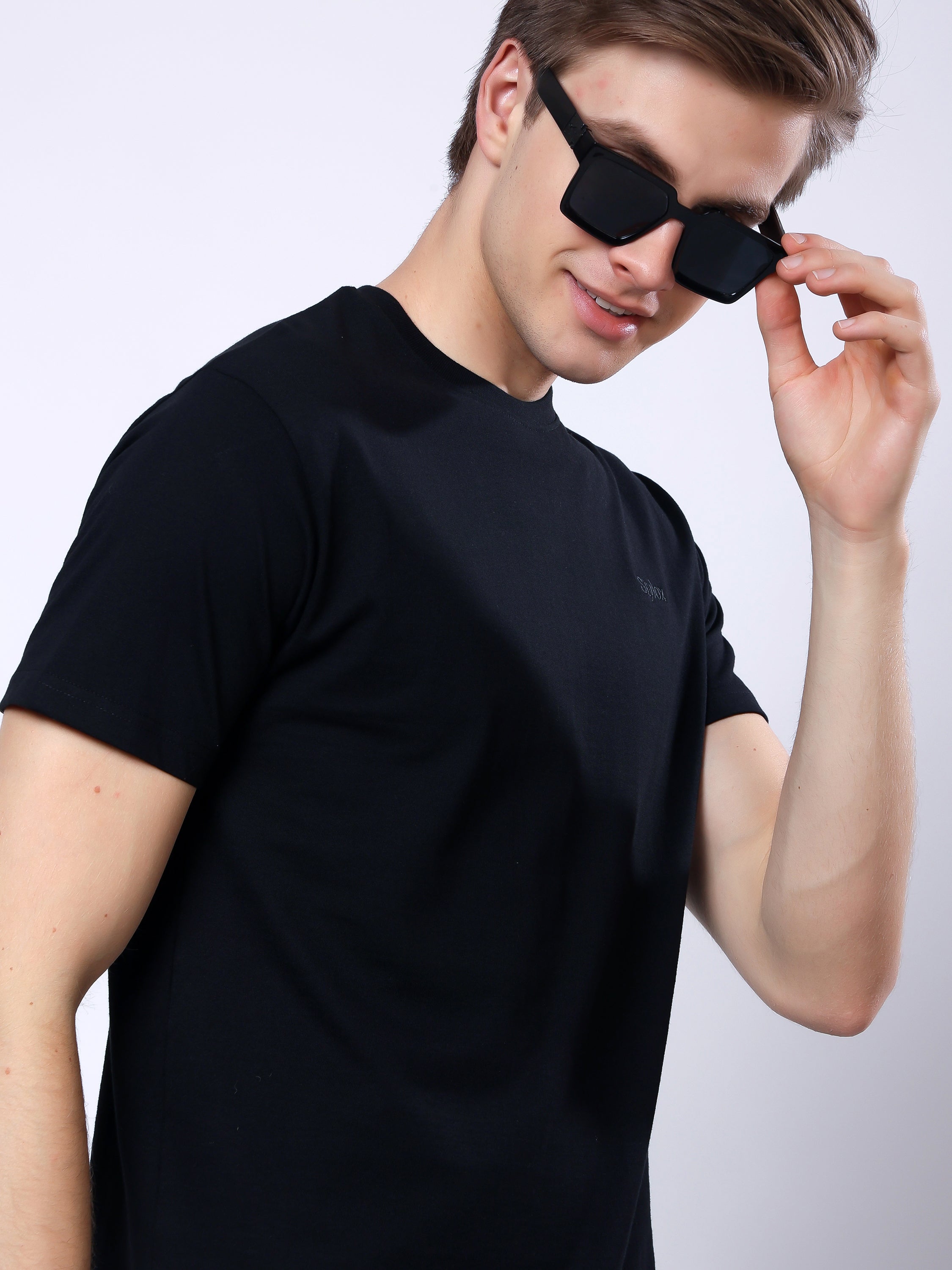 Stylox Men’s Solid Round Neck T-Shirt | Classic Cotton Casual Crew Neck Tee - Stylox