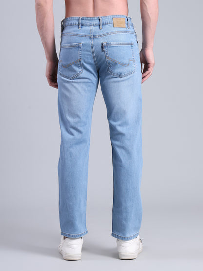 Stylox Men’s Comfort Fit Jeans | Mid Rise Straight Leg Washed Denim for Everyday Wear