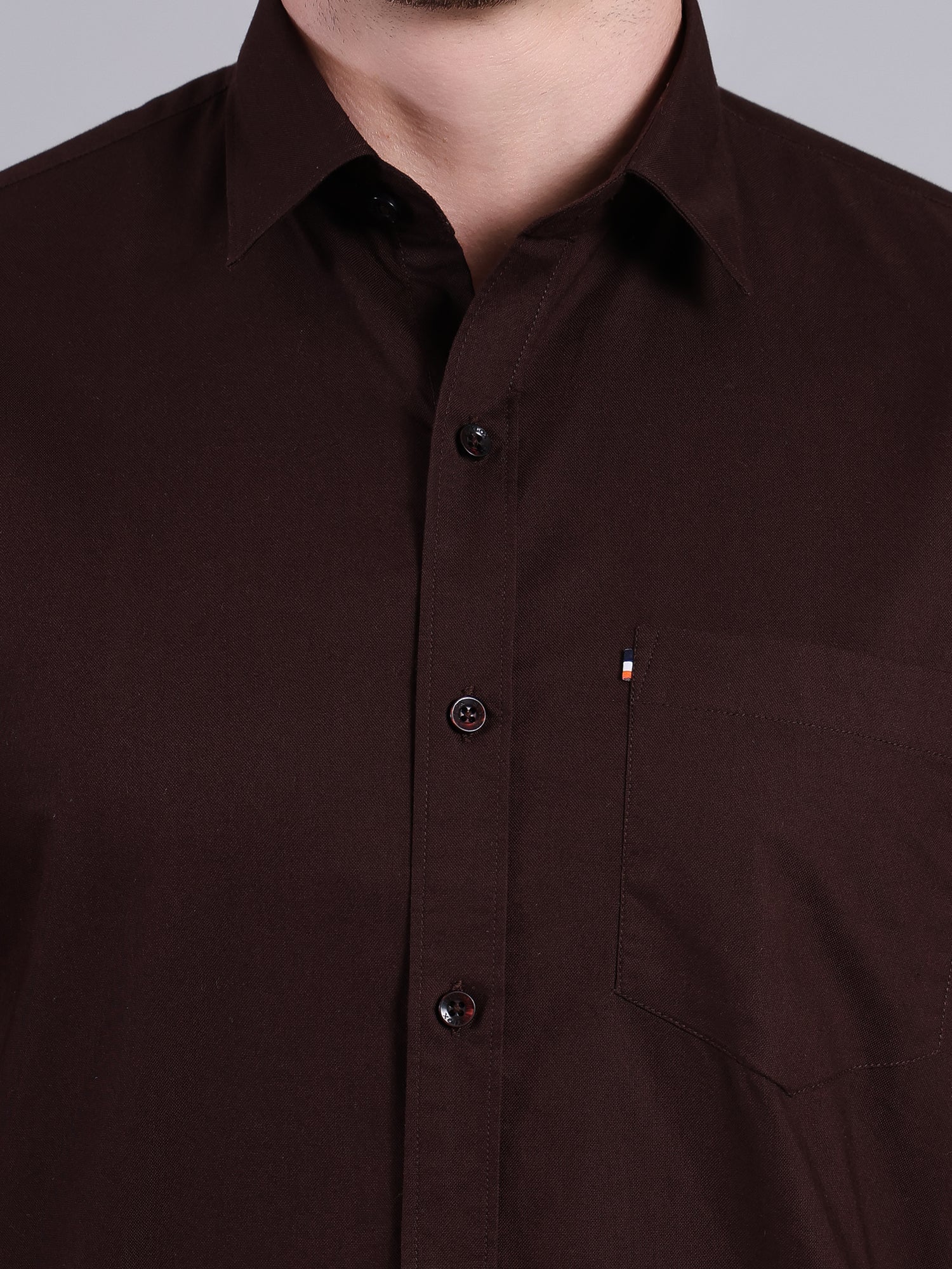 Stylox Men’s Regular Fit Solid Oxford Casual Shirt-Brown - Stylox