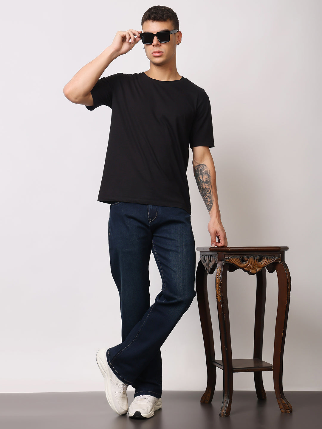 Stylox Men’s Bootcut Fit Stretchable Mid Rise Solid Denim Jeans - Stylox