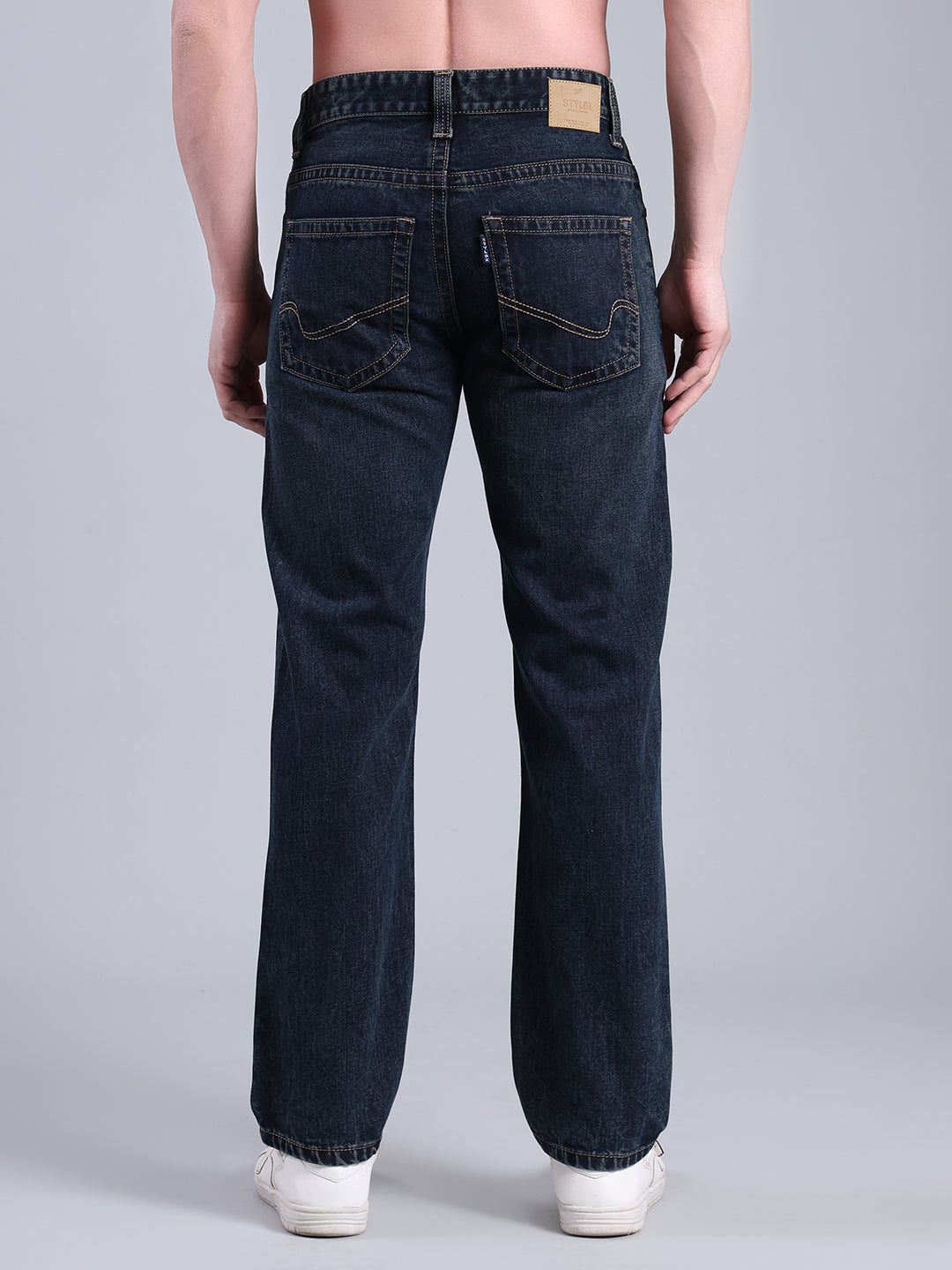 Stylox Men’s Comfort Fit Mid Rise Premium Denim Jeans (Dark Blue) - Stylox