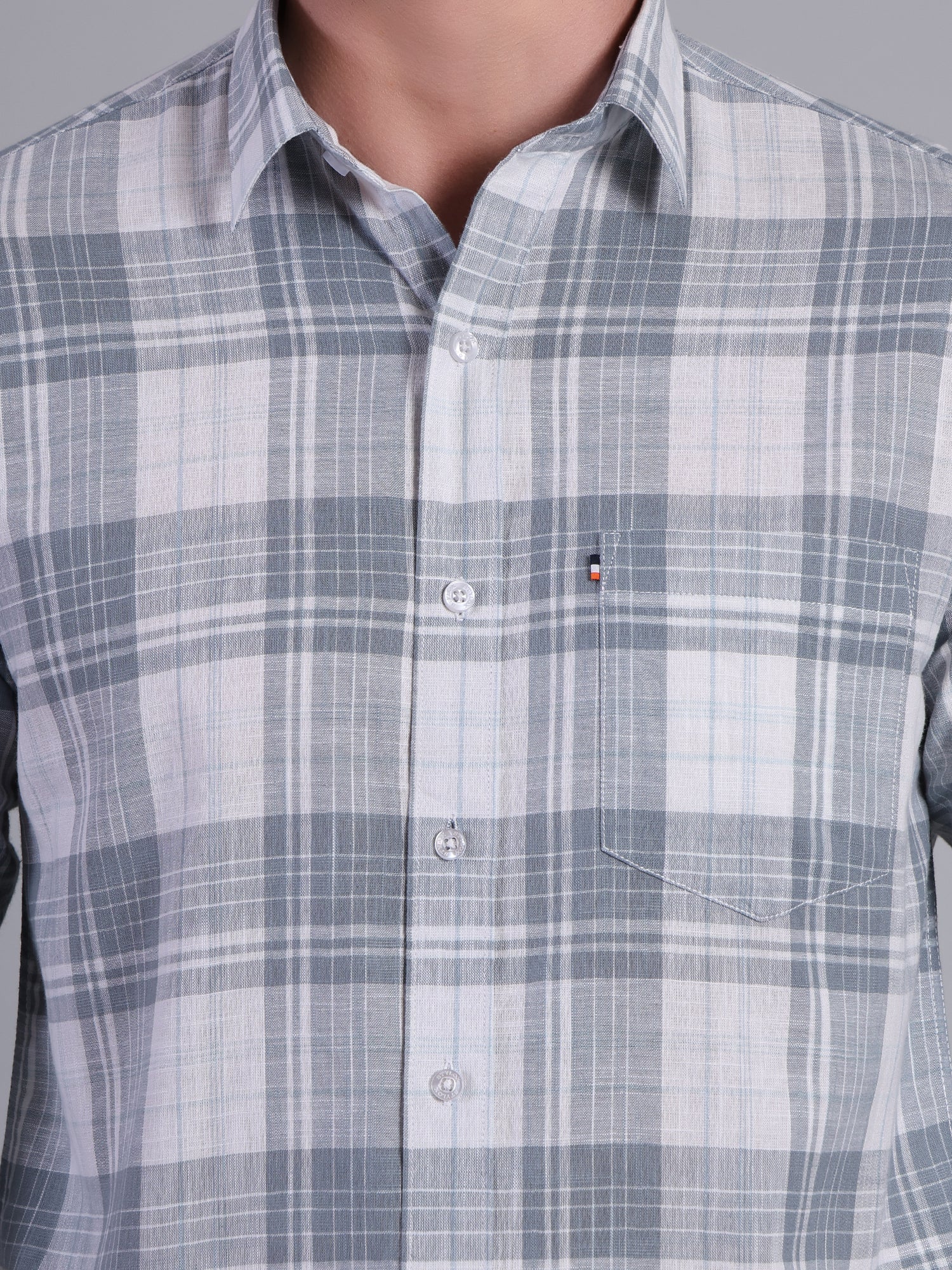Stylox Men’s Regular Fit Checked Full Sleeve Casual Shirt-Slate Blue - Stylox