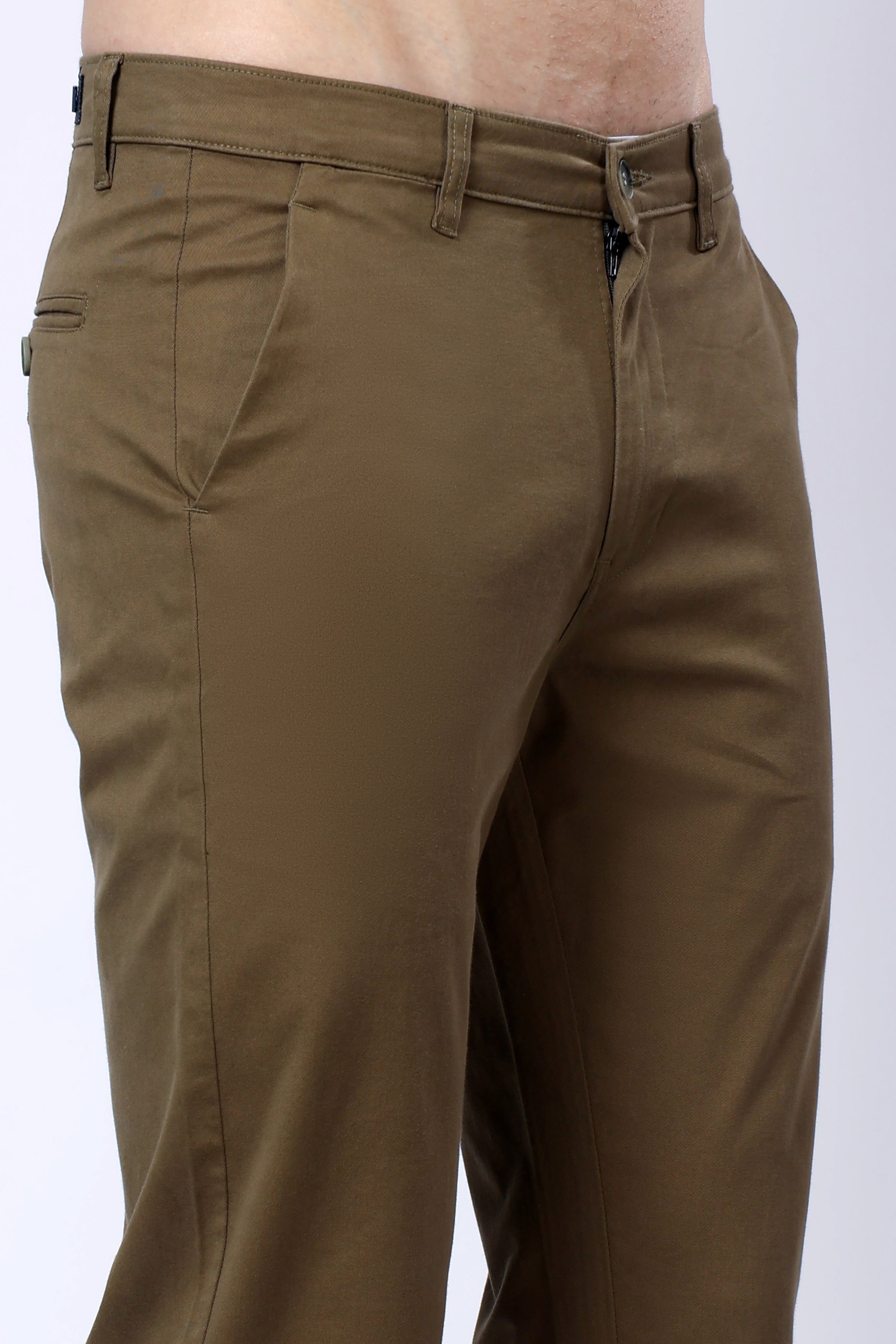 Stylox Men’s Straight Fit Casual Trousers with Comfort-Olive - Stylox