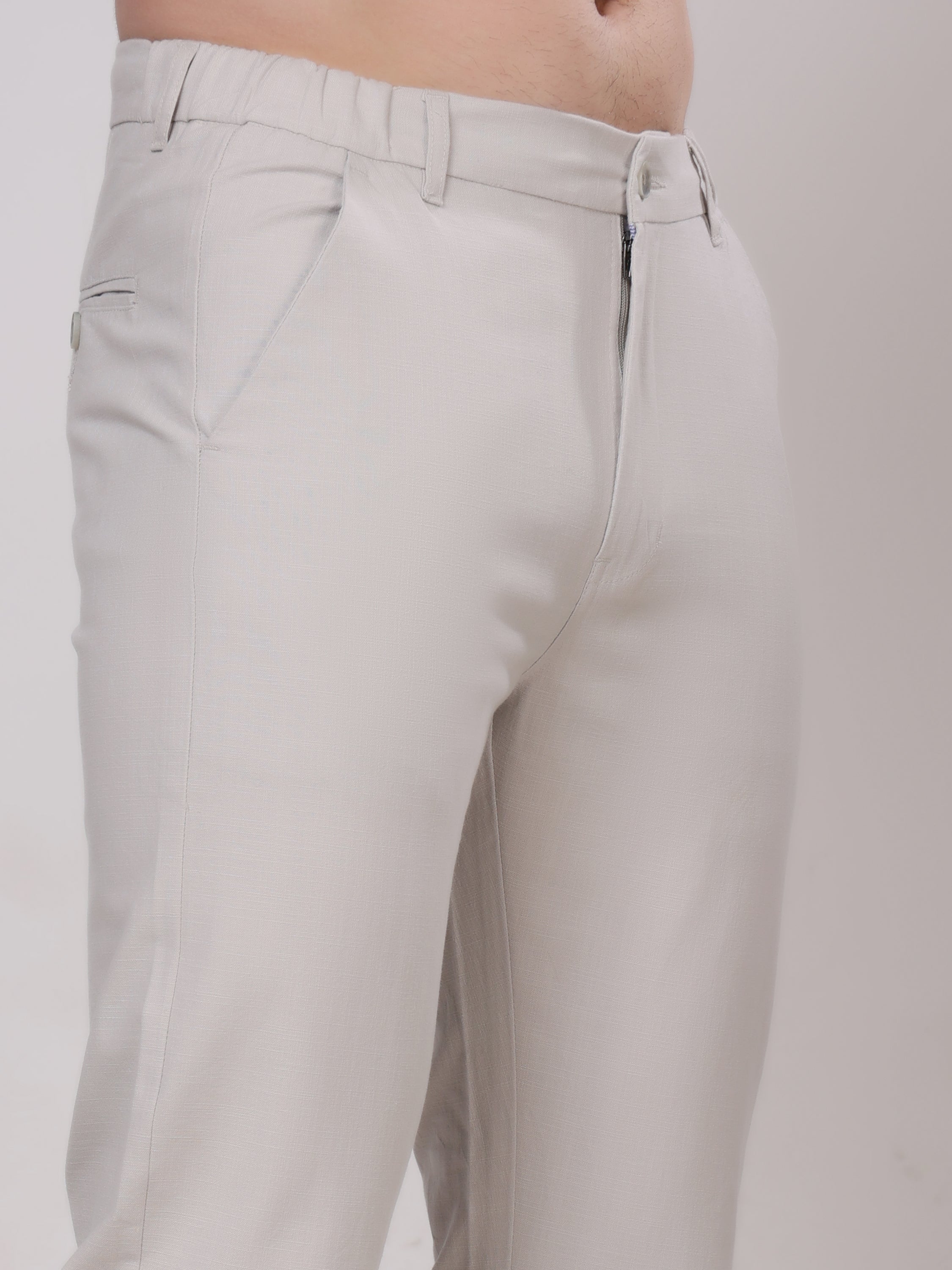 Stylox Men's Comfort Fit Non-Stretch Casual Trouser with Elastic Waist