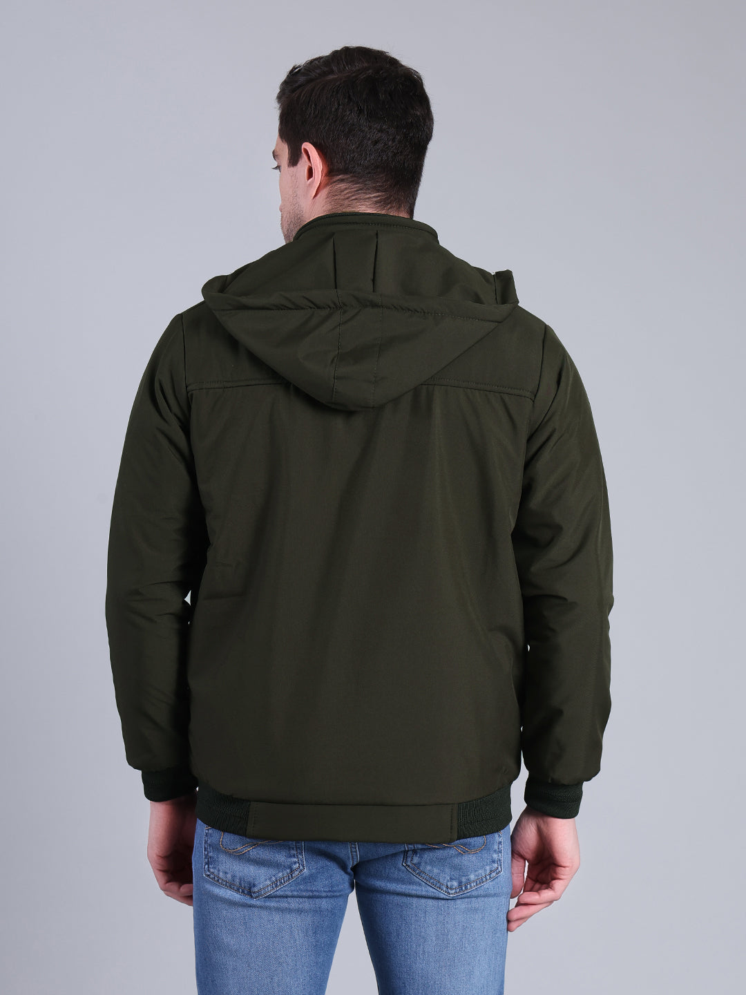 Stylox Men’s Solid Hooded Winter Jacket | Full Sleeve Zip-Up Casual Jacket with Pockets - Stylox