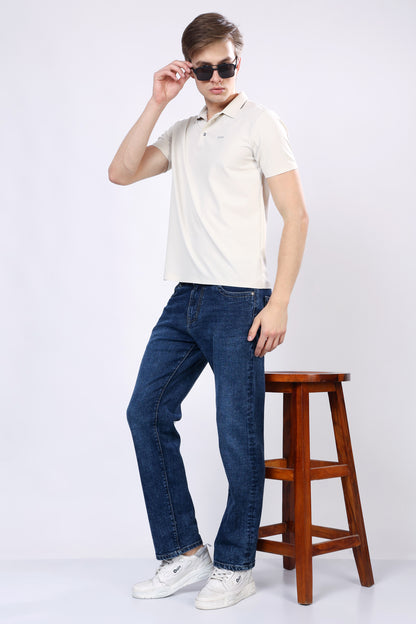 Stylox Men’s Comfort Fit Stretchable Dark Blue Denim Jeans - Stylox