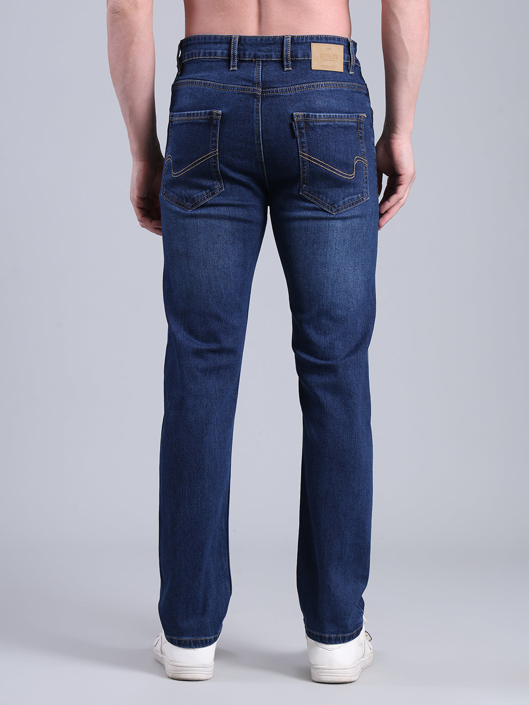Stylox Men’s Comfort Fit Mid Rise Washed Denim Jeans - Stylox